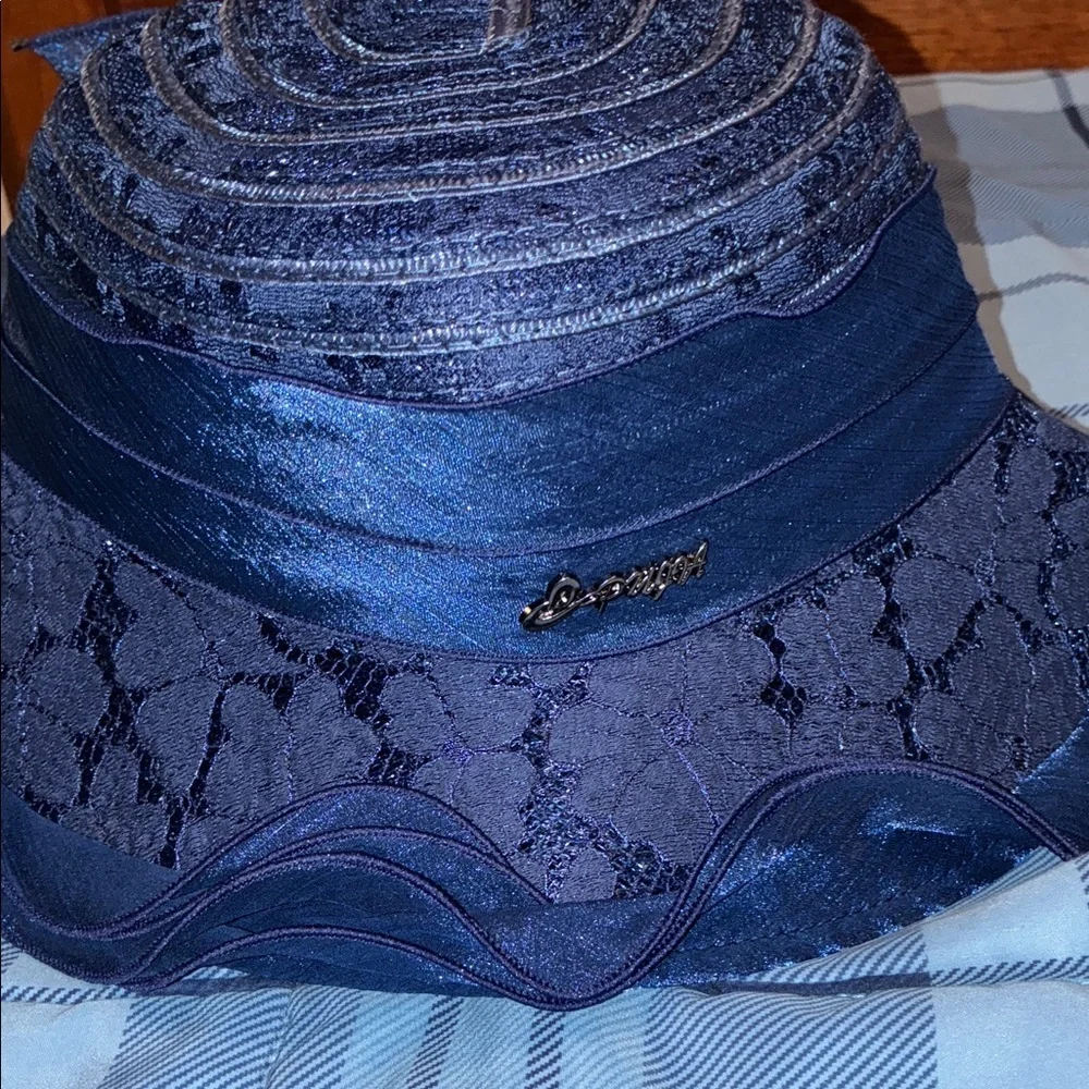 Chic Midnight Blue Women's Hat with Floral Accent